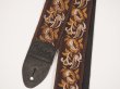 画像2: ブラウンエスニック刺繍リボンの帆布ギターストラップ (2)